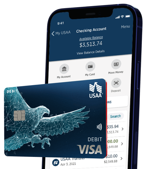 Close up of USAA mobile app features