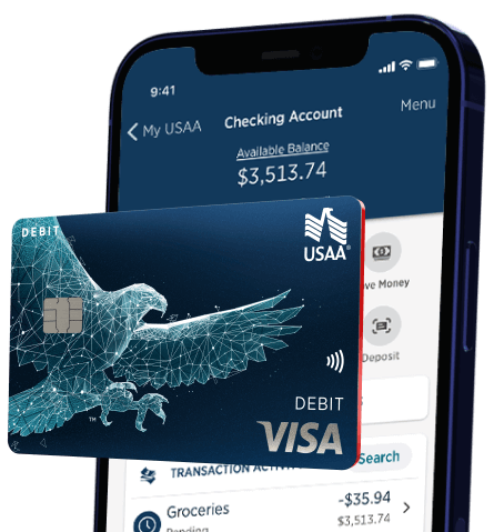 Close up of USAA mobile app features